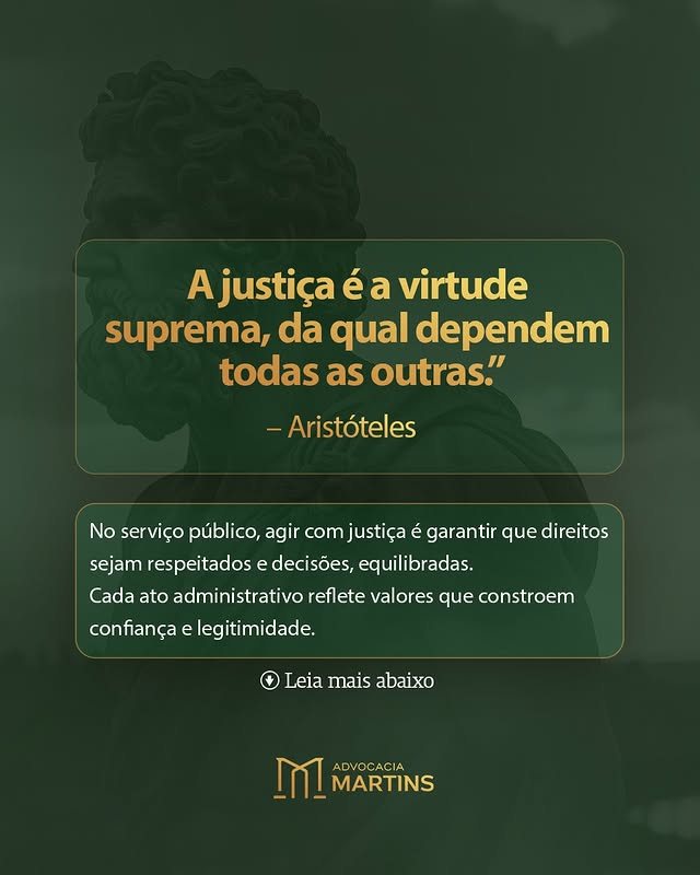 Citação de Aristóteles — a justiça é a virtude suprema